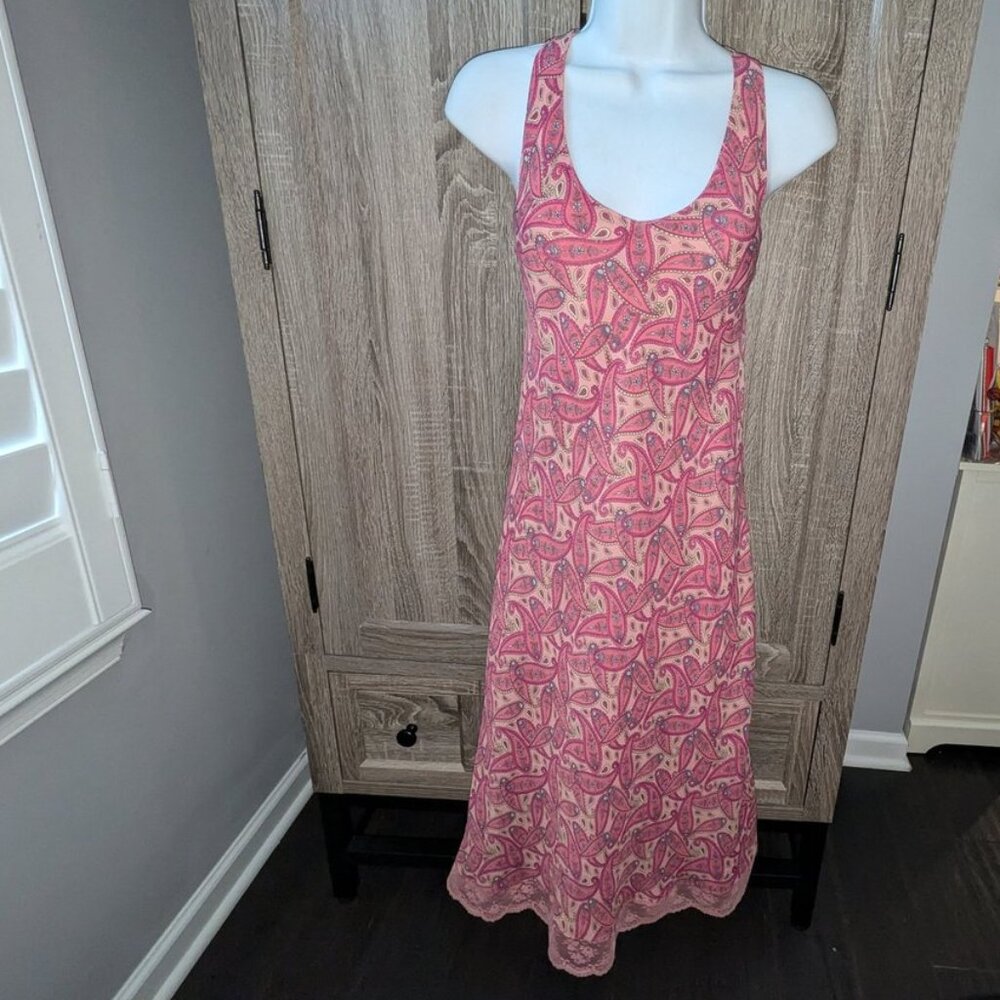 Women’s Pink Printed Scoop Neck Maxi Dress